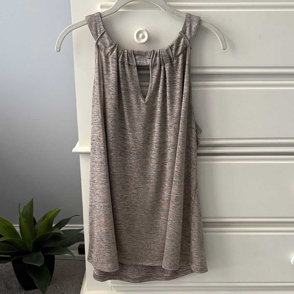 INC International Concepts Sleeveless Gold, Tan & Brown Heathered Women's Top